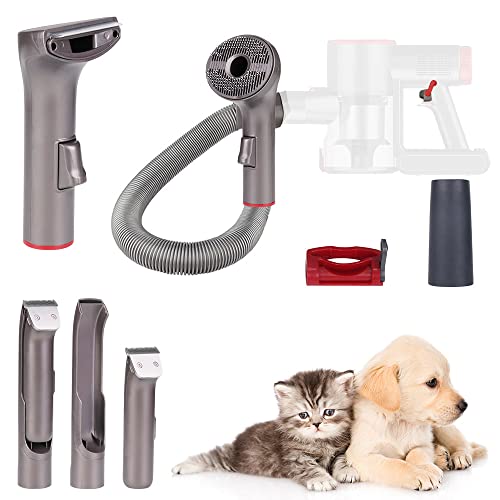 Dog Grooming Vacuum Attachment Kit, Pet Vacuum Brush for Shedding Grooming with Slicker Brush, Electric Dog Clippers, Deshedding Brush, Crevice Nozzle for Cat Dog Hair Remover