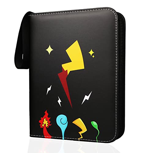 Anyando Card Binder for Pokemon Cards with Sleeves, Card Holder Binder for Pokmon Trading Cards, Holds Up to 440 Standard Size Cards, 55 Pcs 4-Pocket Pages Card Binder Album with Zipper Carrying Case