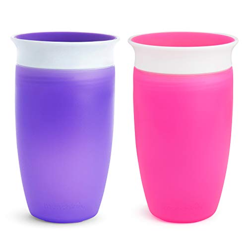 Munchkin Miracle 360 Toddler Sippy Cup, Pink/Purple, 10 Oz, 2 Count