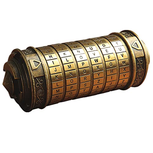 WindamazingStory Cryptex Puzzle Boxes Da Vinci Code Mini Cryptex Lock with Hidden Compartments Anniversary Valentine's Day Puzzle Birthday Gifts for Her Girlfriend Mystery Box for Men, Brass, Large