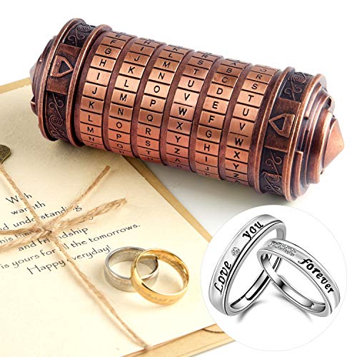 TUPARKA 5Pcs Da Vinci Code Mini Cryptex Puzzle Boxes Valentine's Day Interesting Creative Secret Box Romantic Birthday for Her Women (Red Bronze Color)