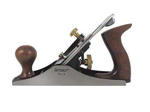 Taytools 469614 Smoothing Bench Hand Plane #4, 9-3/4 Inch Sole, Ductile Cast Body, Lapped Sides and Bottom, Blade RHC 55-60, Sapele Handle and Tote