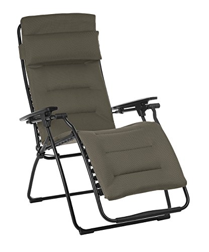 Lafuma Futura Air Comfort Zero Gravity Recliner (Taupe Grey) Padded Folding Outdoor Reclining Chair
