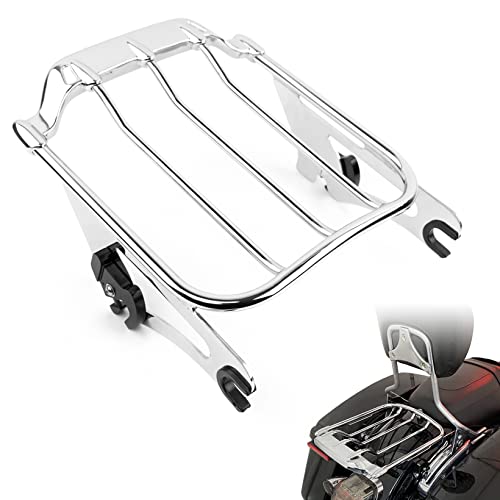 ANONEMOTO Two Up Air Wing Luggage Rack Detachable Mounting Rack Compatible for Harley Davidson Touring 2009-2023 Street Glide Electra Glide Road Glide Road King Chrome