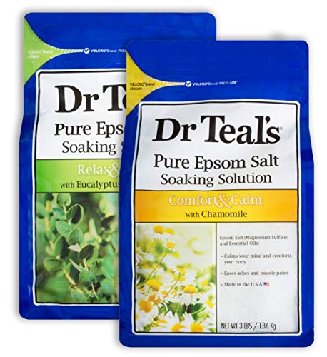 Dr. Teal's Pure Epsom Salt Bath Soak Mothers Day Variety Gift Set - (2 Pack, 6lbs Total) - Relax & Relief Eucalyptus & Spearmint, Comfort & Calm Chamomile - Stimulate Senses and Calm The Body at Home
