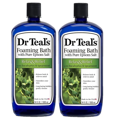 Dr. Teals Eucalyptus & Spearmint Foaming Bath Mothers Day Gift Set (2 Pack, 68oz Total) - Essential Oils with Pure Epsom Salt Nourish & Hydrate Skin - Relax & Relieve Daily Stress at Home