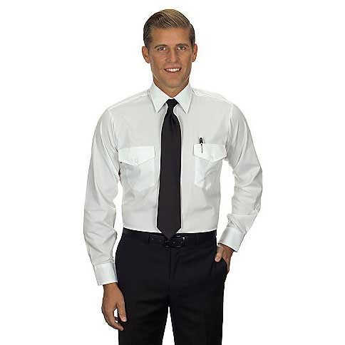 Van Heusen Men's Pilot Dress Shirt Long Aviator, White, 16.5" Neck 32"-33" Sleeve