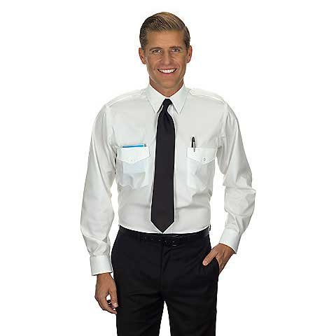 Van Heusen Men's Pilot Dress Shirt Long Sleeve Commander, white, 16.5" Neck 34"-35" Sleeve