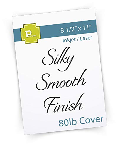 Printure Cardstock Paper - 8.5" x 11" White - Silky Smooth Finish - Thick, Heavy 80lb Cover - for Inkjet/Laser Printers (50 Sheets)