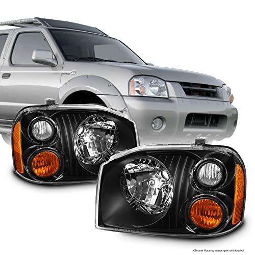AKKON - [2 PCS For 2001-2004 Nissan Frontier Pickup OE Style Headlights Housing Right & Left Sides - Black
