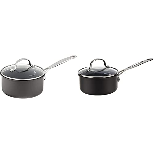 Cuisinart Chef's Classic Nonstick Hard-Anodized 1.5-Quart Saucepan with Lid, Black & 619-14 Chef's Classic 1-Quart Nonstick-Hard-Anodized, Saucepan w/Cover