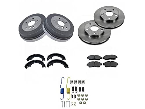 Marketplace Auto Parts Front & Rear Ceramic Brake Pads & Rotor Shoe Drum Kit - 7 Piece - Compatible w/ 1992-2001 Toyota Camry 2.2L 4-Cylinder (1999-2001 Models w/ 14 Inch Wheels Only) (W0126-Z427294)