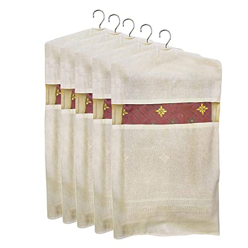 Vibrance Reusable Premium 100% Cotton Hanging Cotton Saree Covers/Bags of 28 x 18 (Inches) for Clothes Storage, Wardrobe Organizer (Hangers are NOT Included) (6)