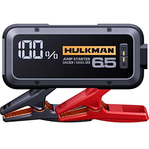 HULKMAN Alpha65 Jump Starter 1200 Amp Car Starter for up to 6.5L Gas and 4L Diesel Engines with LED Display 12V Lithium Portable Car Battery Booster Pack