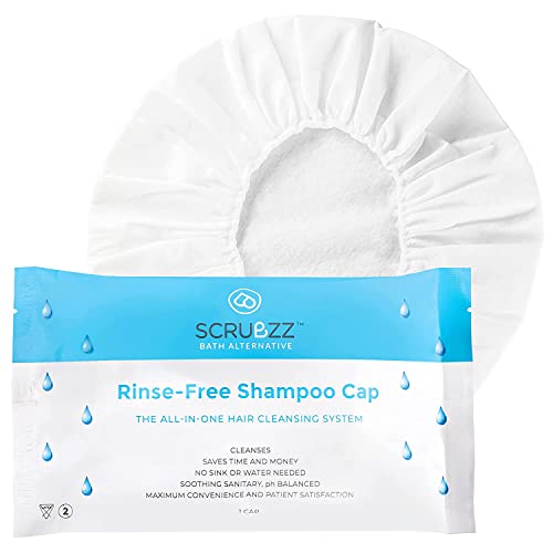 Scrubzz Rinse Free Shampoo Caps, Shampoo Caps for Bedridden Patients, Hair Washing Shower Caps for Elderly, Waterless Microwavable Hospital Caps No Rinsing Required - 1 Pack