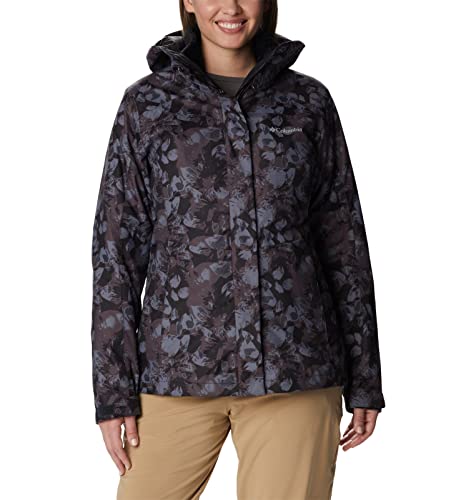 Columbia Women's Tunnel Falls Interchange Jacket, Black Solarized Tonal Print, 2X Plus