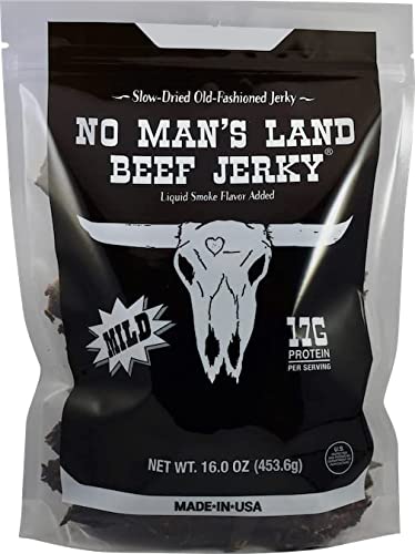 No Mans Land MILD Beef Jerky High Protein Low Calorie Low Carb Beef Snack 16oz Bag