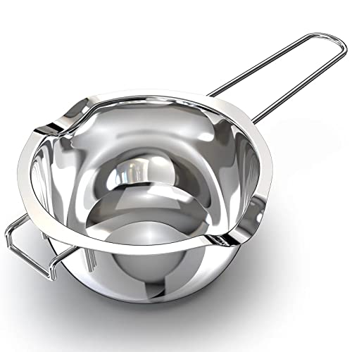 Double Boiler Pot for Melting Chocolate, FULUWT 480ML/ 2 Cup Capacity Stainless Steel Pot for Melting Butter, Cheese, Candy and Candle Making