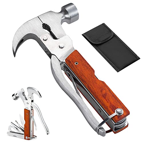 Swngwuyue Hammer Multi-Tool Plus (Camping Knife Pliers Screwdriver Opener) 14 in 1 Mini Hammer Camping Survival Essentials for Dad Anniversary Father's Day or Brother Unique Gift