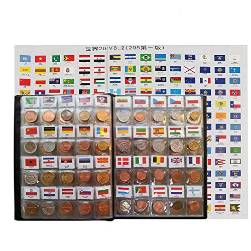 Coin Collection Starter Kit 180 Countries Coins/100% Original Genuine/World Coin with Leather Collecting Album Taged by Country Name and Flags/Coin Holder Collection Storage Classic Gifts