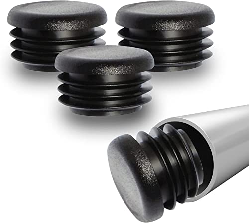 Prescott Plastics 1.75" Inch Round Plastic Plug Insert (4 Pack), Black End Cap for Metal Tubing, Fence, Glide Insert for Pipe Post, Chairs and Furniture