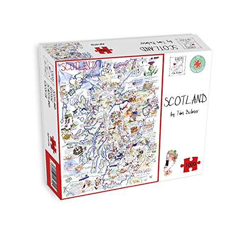 1000 Piece Jigsaw Puzzle - Comical Map of Scotland Artwork by Tim Bulmer - Comical 1000 Piece Puzzles for Adults Colorful Jigsaw Puzzle 66cm X 50cm Funny Jigsaw Puzzles