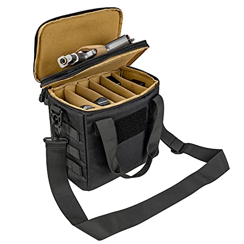ProCase Tactical Gun Range Bag, Deluxe Padded Pistol Handguns Magazine Ammo Gear Accessories Pouch Duffle Bags with Adjustable Dividers for Hunting Shooting Range Sport Father's Day Gift -Black