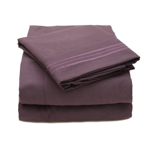 Sweet Home Collection 4 Piece 2000 12 Colors Collection Egyptian Quality Deep Pocket Bed Sheet Set, King, Purple