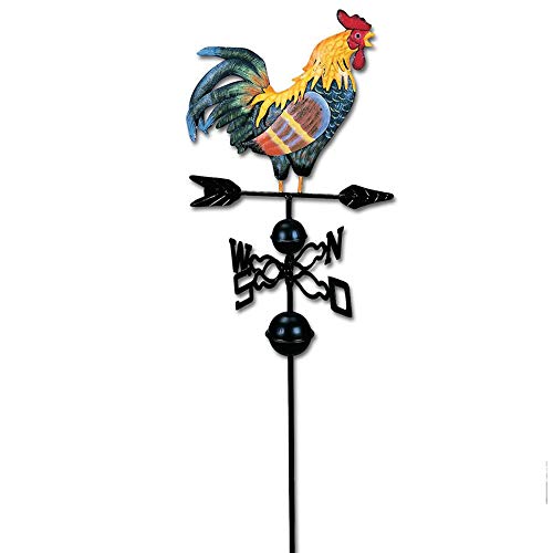 Galapara Weather Vane, Metal Weathervane Rooster Shape Weather Vane Garden Fences Stake Yard Roofs Weathervane Decor Colorful Ornament