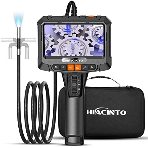 Hiacinto Articulating Borescope, Two-Way Articulation Endoscope Inspection Camera with 0.33in Lens, 5.0 Inch IPS Screen, Suitable for Automotive, Wall, Mechanics and Home Inspection, 64GB Card