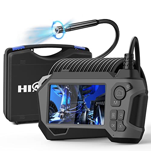 Hiacinto 360 Electric Rotation Professional Borescope, 4.5" IPS Screen Dual Lens Endoscope with Split Screen, 9 LED Light Borescope Inspection Camera with 16.5FT Waterproof Snake Camera,32GB,Toolbox