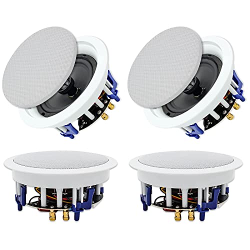 Herdio 6.5'' 640Watts 2-Way Bluetooth Ceiling Speakers Package Perfect for Home Theater System, Living Room,Office,Flush Mount4 Speakers