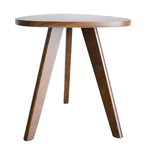 Purzest End Table, Pecan Wood Triangle Side Table Mid-Century Modern Accent Table for Nightstand Living Room Bedroom Balcony Small Table