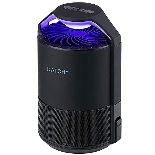 KATCHY Indoor Insect Trap - Catcher & Killer for Mosquitos, Gnats, Moths, Fruit Flies - Non-Zapper Traps for Inside Your Home - Catch Insects Indoors with Suction, Bug Light & Sticky Glue (Black)