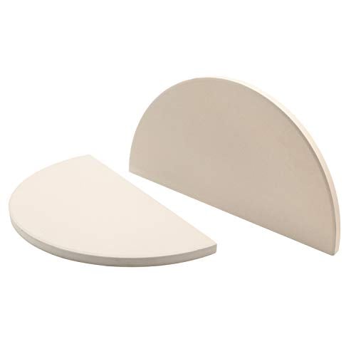 BBQ Future Half-Moon Ceramic Heat Deflector Plates for Kamado Joe Classic I, II, III2-Pack, White