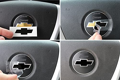 Reflective Concepts Steering Wheel Bowtie Overlay Decal Fits 2007-2013 Silverado - (Color: Gloss Black)