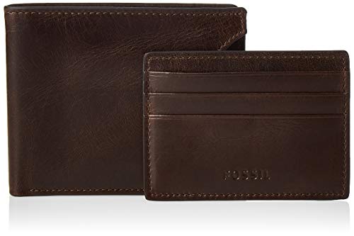 Fossil Men's Derrick Leather Bifold Sliding 2-in-1 with Removable Card Case Wallet, Dark Brown, (Model: ML3685201)