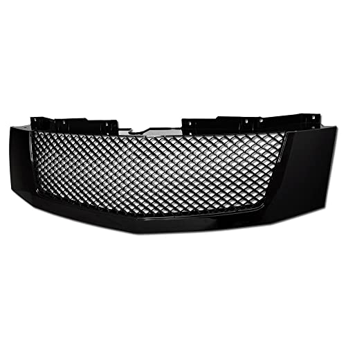 TLAPS 7422439660649 For Cadillac Escalade/EXT 2007-2014 Glossy Black Mesh Front Bumper Grill Grille
