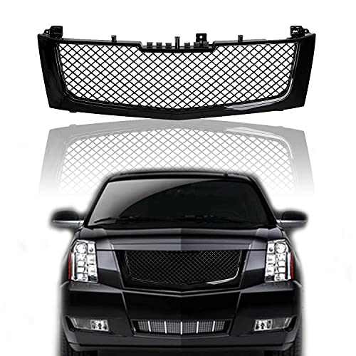 KAPPAL Front Bumper Mesh Grill Grille Compatible With 2002-2006 Cadillac Escalade EST ESV 15162129 GM1200509 Black