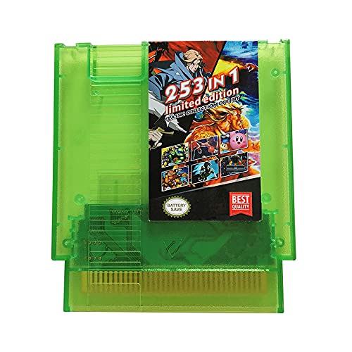 253in1 Classic Collection for Nes Multi Games Cartridge 8 Bit Green Transparent