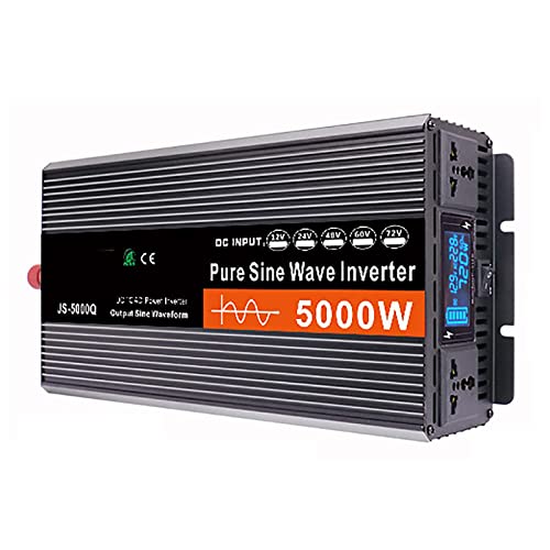 Pure Sine Wave Inverter 12V to 220V 3000W-6000W Peak Power Converter DC to AC with LCD Display, for Car Boat Truck RV Solar Power,5000W-12Vto220V