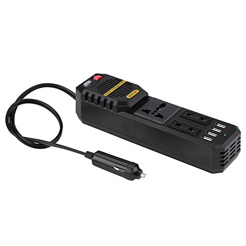 200W Power Inverter, DC 12V to AC 220V Car Power Inverter with 4 USB Port Cigarette Lighter