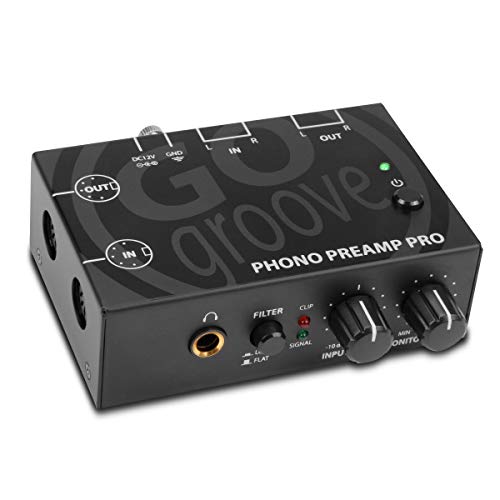 GOgroove Phono Preamp Pro Preamplifier with RCA Input/Output, DIN Connection, RIAA Equalization, 12V DC Adapter - Compatible with Vinyl Record Players, Turntables, Stereos, DJ Mixers