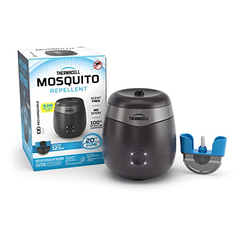 Thermacell E-Series Rechargeable Mosquito Repeller with 20' Mosquito Protection Zone; Charcoal; Up To 9-Hr Battery Life; Includes 12-Hr Repellent Refill; DEET-Free Bug Spray Alternative; Scent Free