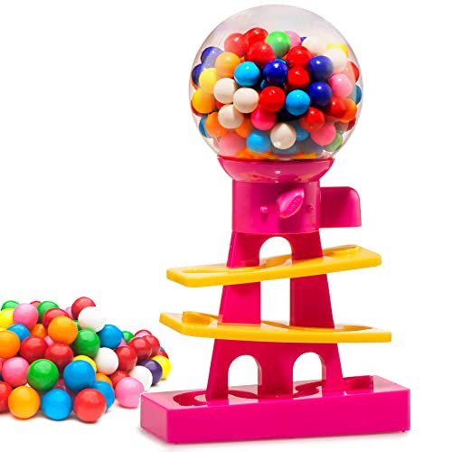 Tower Gumball Machine for Kids - 10" Gum Machine and Toy Bank - Candy Machine Dispenser Includes 25 Dubble Bubble Gum Balls - Great Candy Dispenser Machine Gift Toys for Girls and Boys - Playo (Pink)