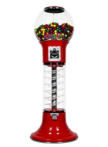 Gumball Machine for Kids RED Vending Machine 4'10" $0.25 Tall Spiral Candy Machine with Dispenser for Gumballs Bubble Gums Bouncy Balls Capsules