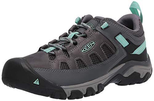 KEEN Women's Targhee VentLowHeight Breathable Hiking Shoes, Steel Grey/Ocean Wave, 9