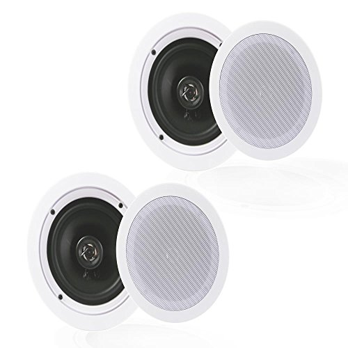 Pyle Pair 5.25 Flush Mount in-Wall in-Ceiling 2-Way Home Speaker System Spring Loaded Quick Connections Dual Polypropylene Cone Polymer Tweeter Stereo Sound 150 Watts (PDIC1651RD) White