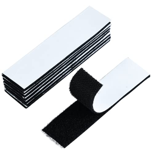 20 Sets Hook and Loop Strips with Adhesive, 1 x 4 Inch Strong Back Adhesive Fasteners Tape, Double Sided Strips Mounting Tape, Black Total 80 Inch