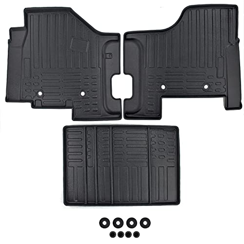 5D Floor Mats Compatible with Kenworth T680 T880 / Peterbilt 579 567 - SHINJEW Truck Floor Rubber Liners Custom Fit Kenworth Accessories - 1st & 2nd Row All Weather Guard Heavy Duty - 3PCS Set